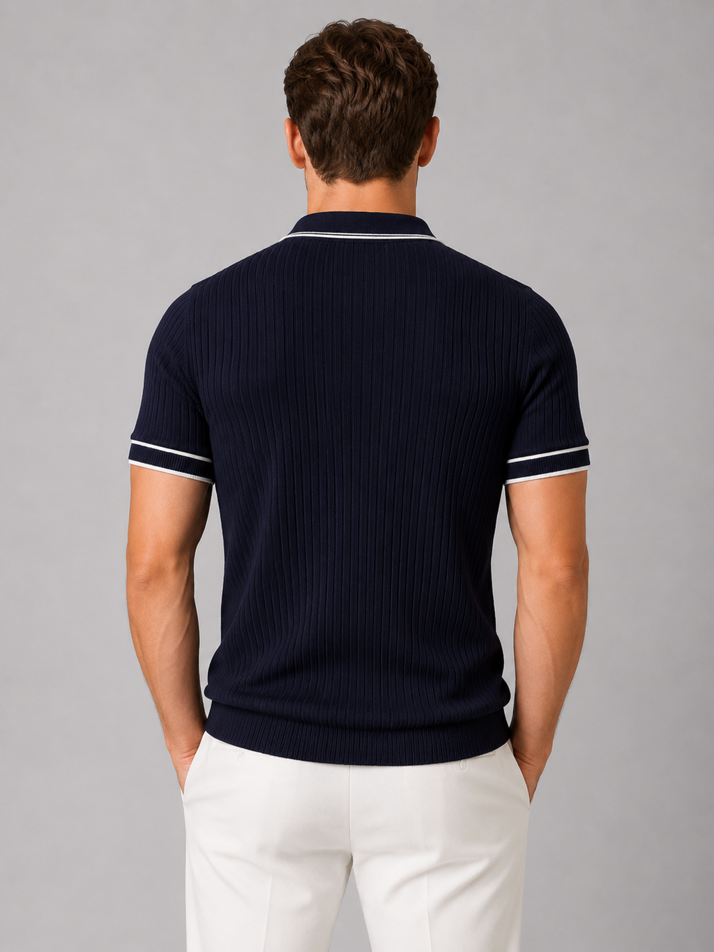 Dexter | Men's Ribbed Knit Polo Shirt, Smart Casual Knit