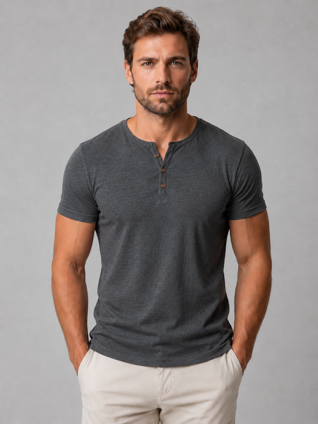 Finnian | Men's Slim Fit Henley T-Shirt, Casual Tee