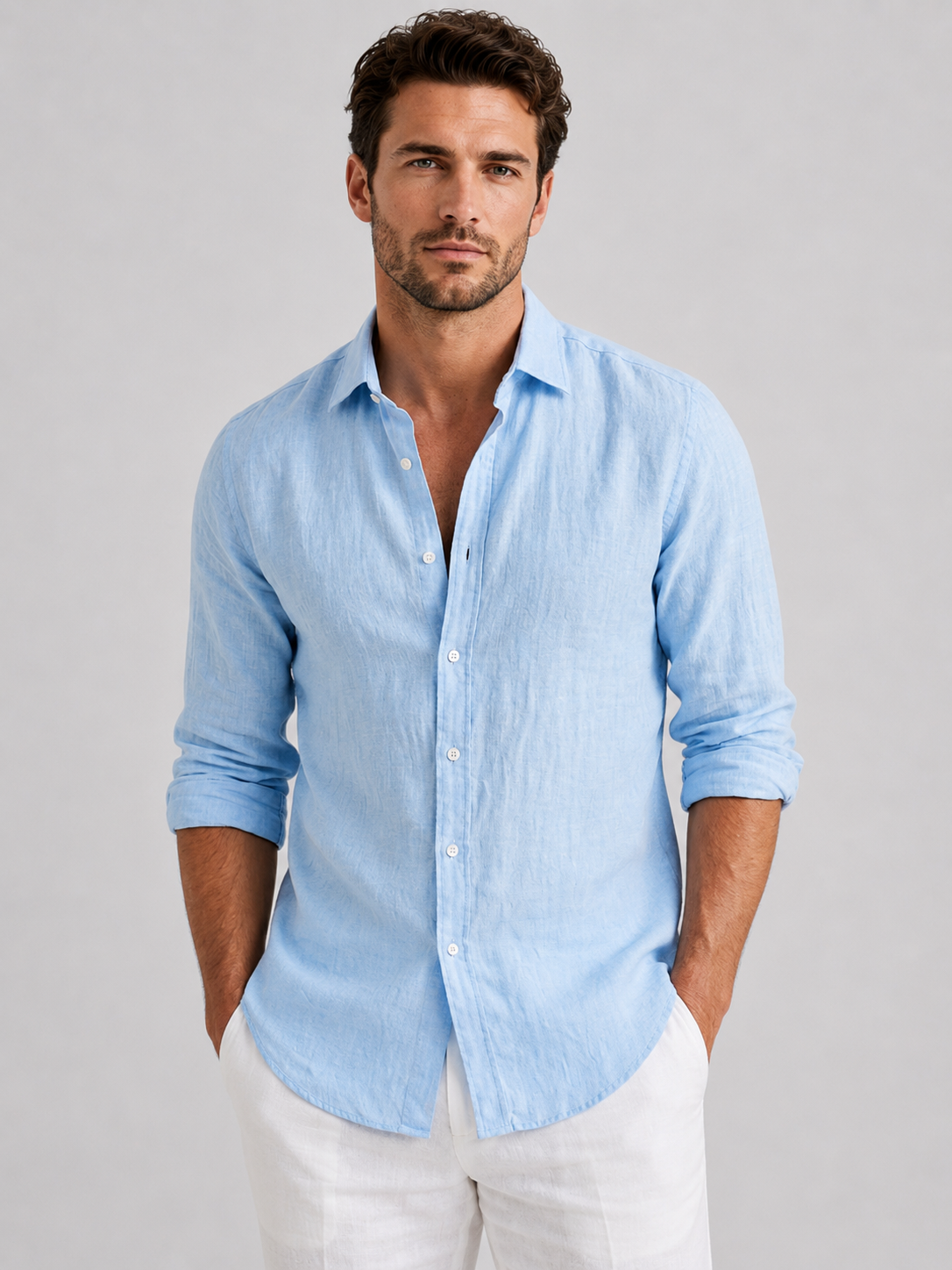 Zane | Men's Linen Look Summer Shirt, Relaxed Button-Up