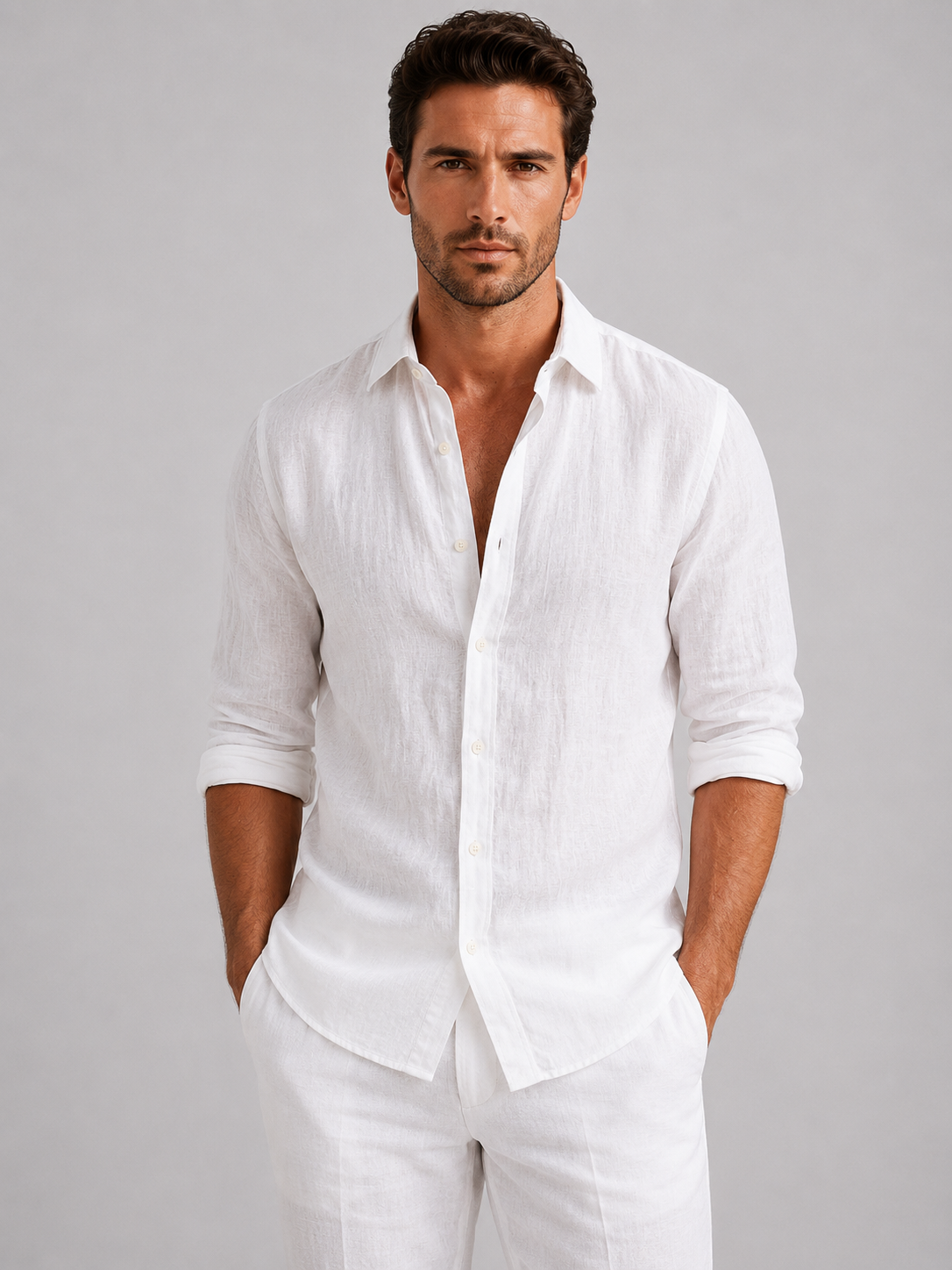 Zane | Men's Linen Look Summer Shirt, Relaxed Button-Up