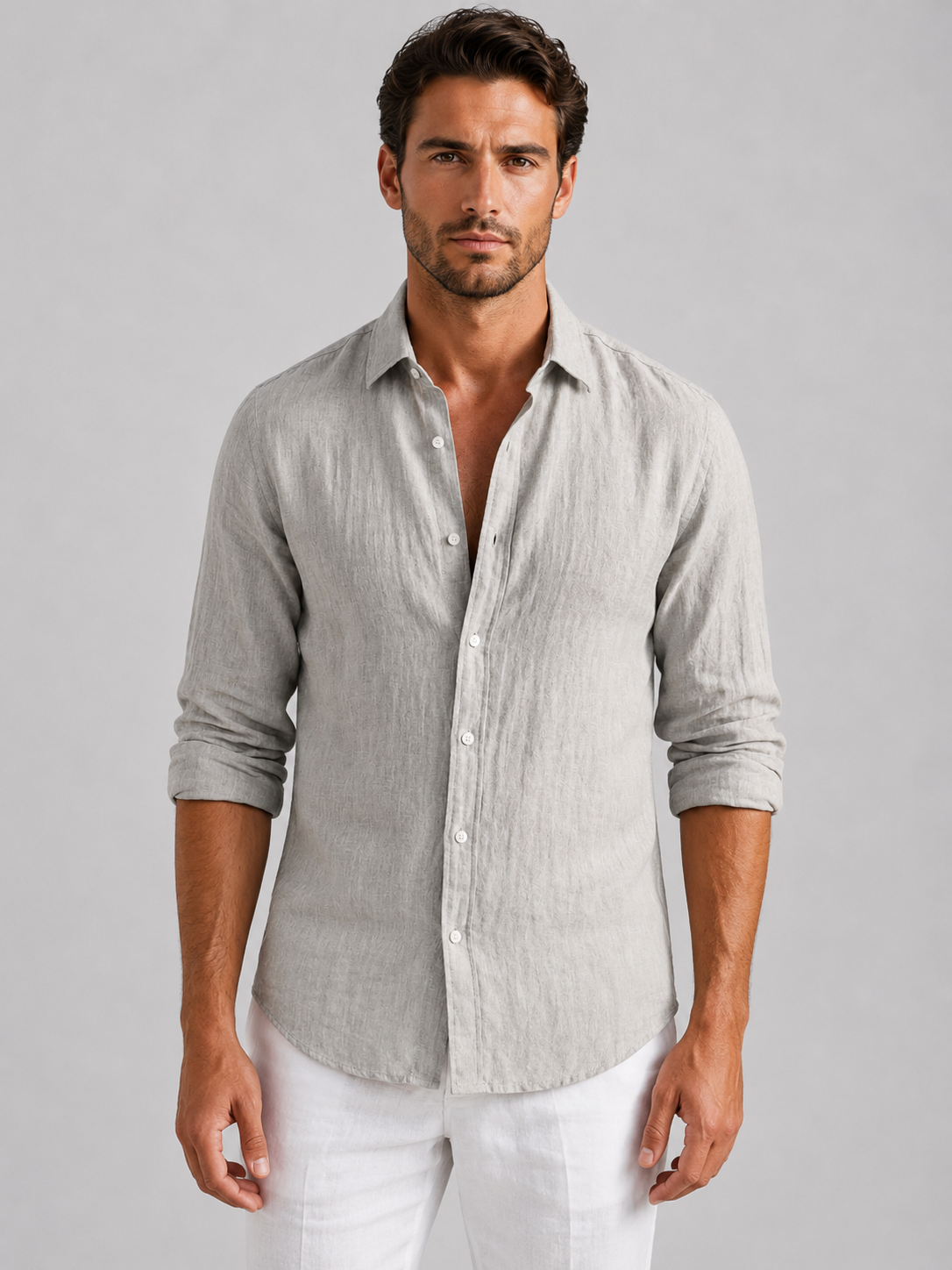 Zane | Men's Linen Look Summer Shirt, Relaxed Button-Up
