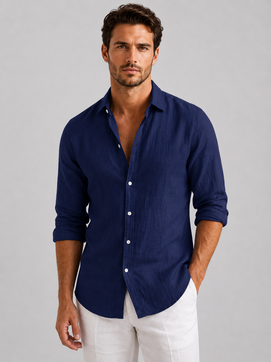 Zane | Men's Linen Look Summer Shirt, Relaxed Button-Up