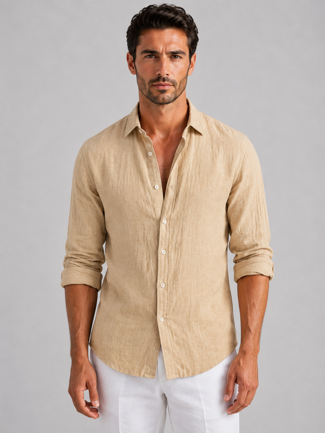Zane | Men's Linen Look Summer Shirt, Relaxed Button-Up