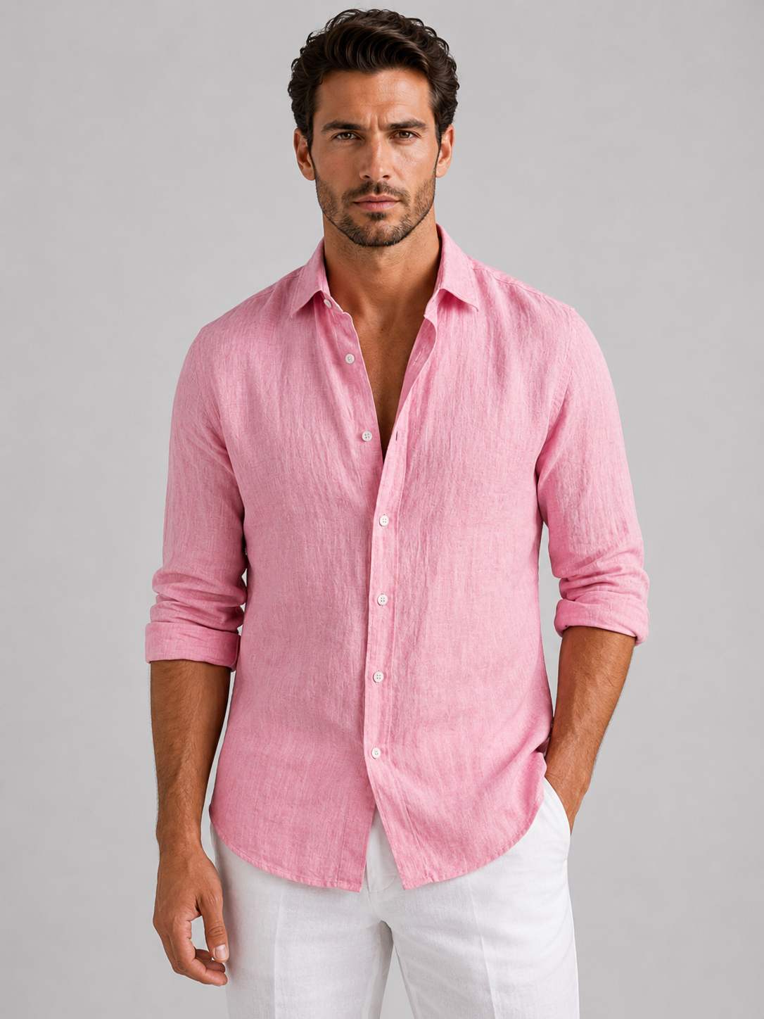 Zane | Men's Linen Look Summer Shirt, Relaxed Button-Up