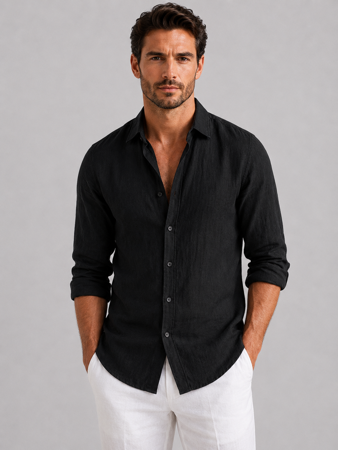 Zane | Men's Linen Look Summer Shirt, Relaxed Button-Up