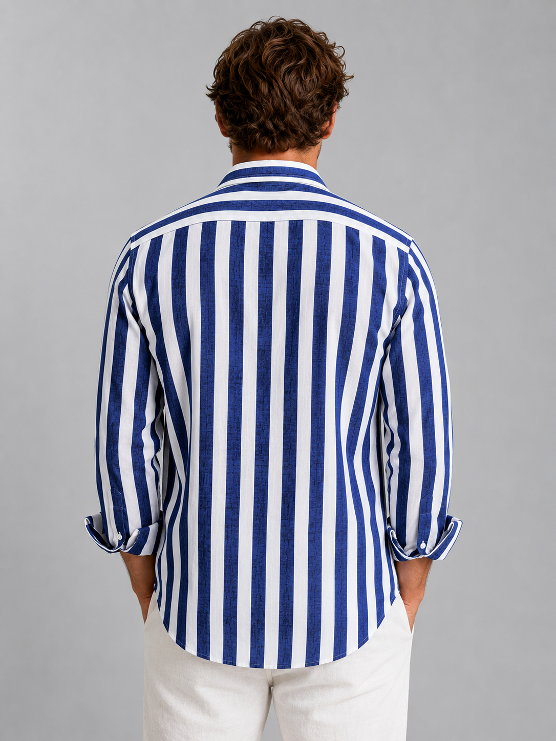Jude | Men's Striped Linen Look Shirt, Summer Shirt