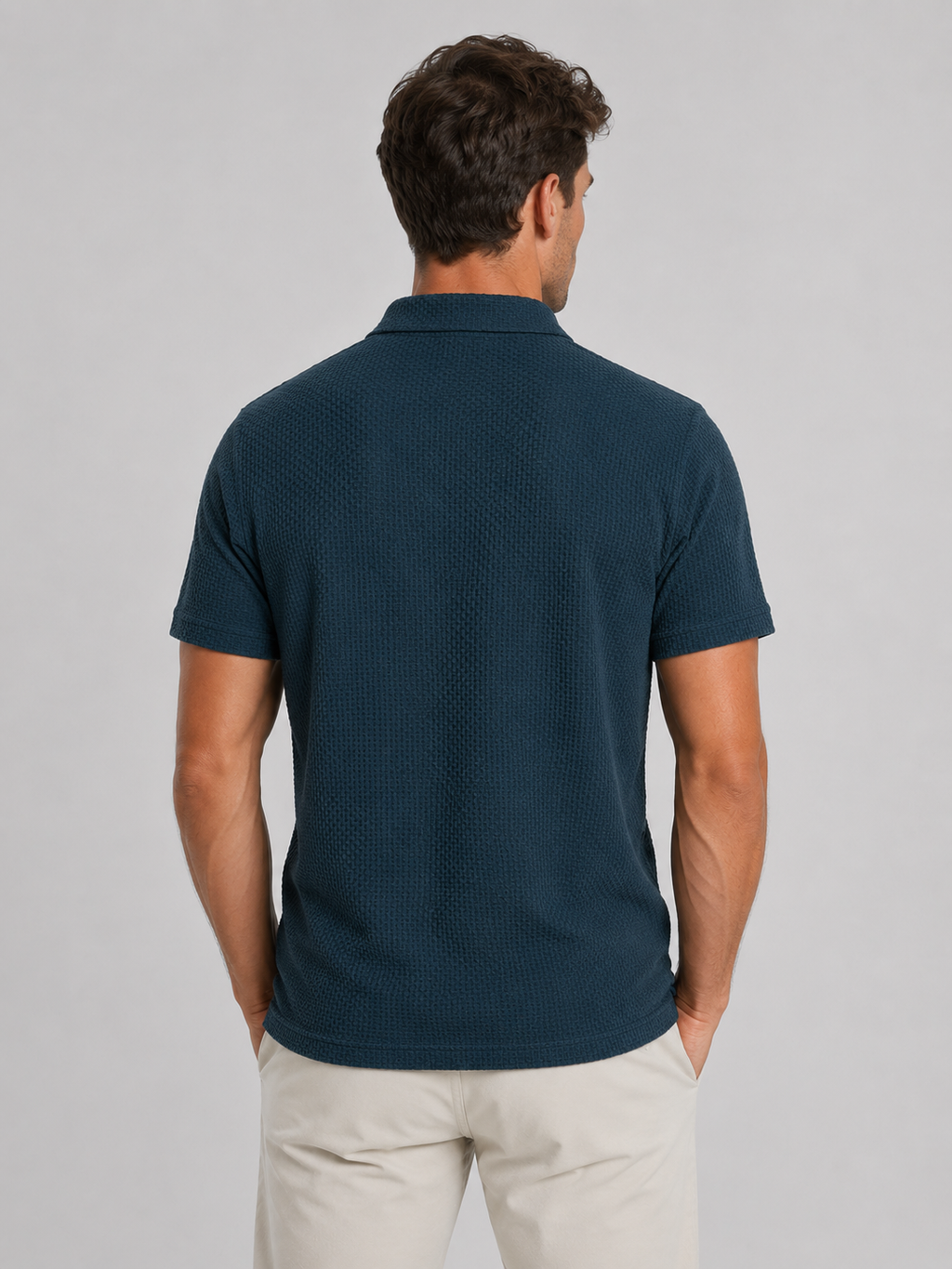 Leon | Men's Textured Knit Polo Shirt, Smart Casual Knit