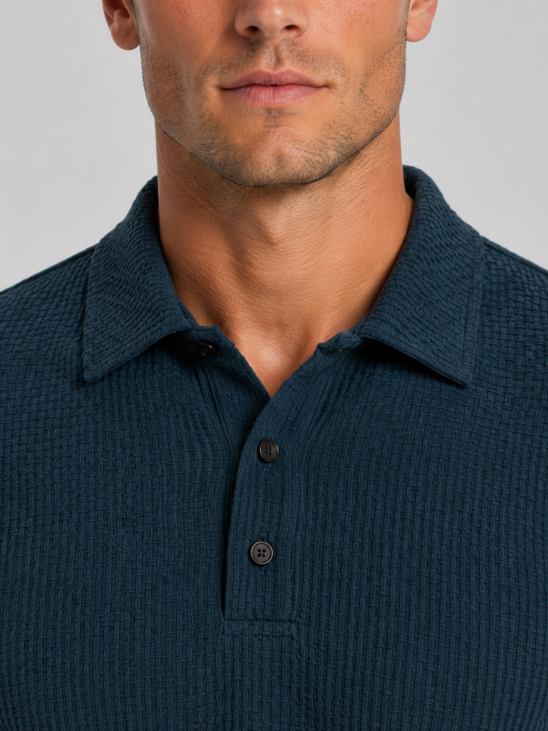 Leon | Men's Textured Knit Polo Shirt, Smart Casual Knit