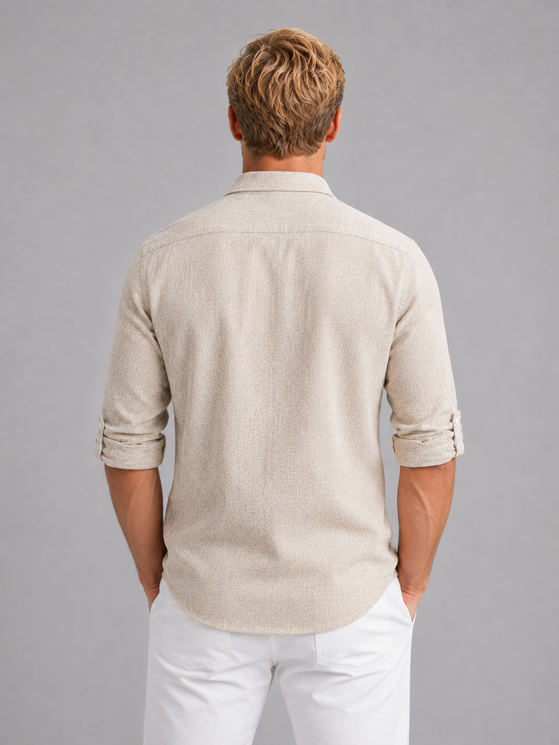 Xander | Men's Linen Look Long Sleeve Shirt, Summer Shirt