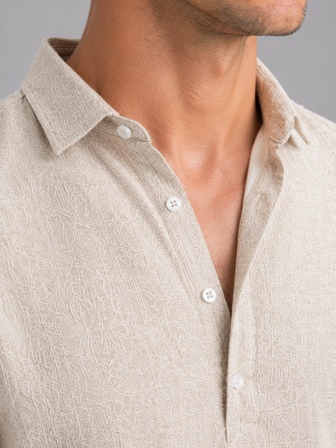 Xander | Men's Linen Look Long Sleeve Shirt, Summer Shirt