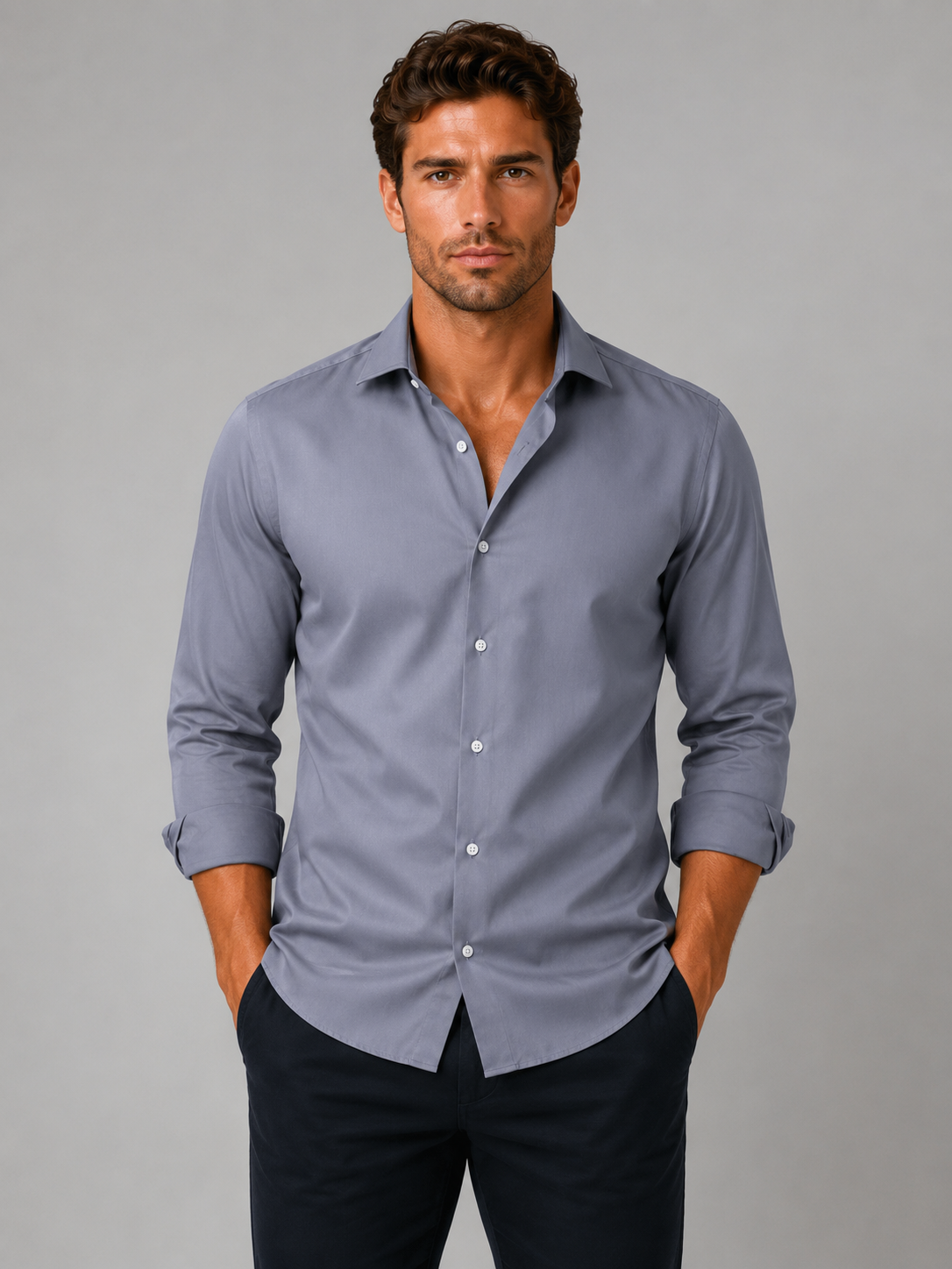 Isaac | Men's Slim Fit Stretch Dress Shirt, Formal Shirt