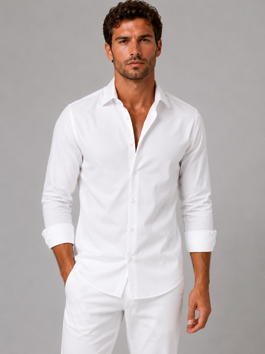 Isaac | Men's Slim Fit Stretch Dress Shirt, Formal Shirt