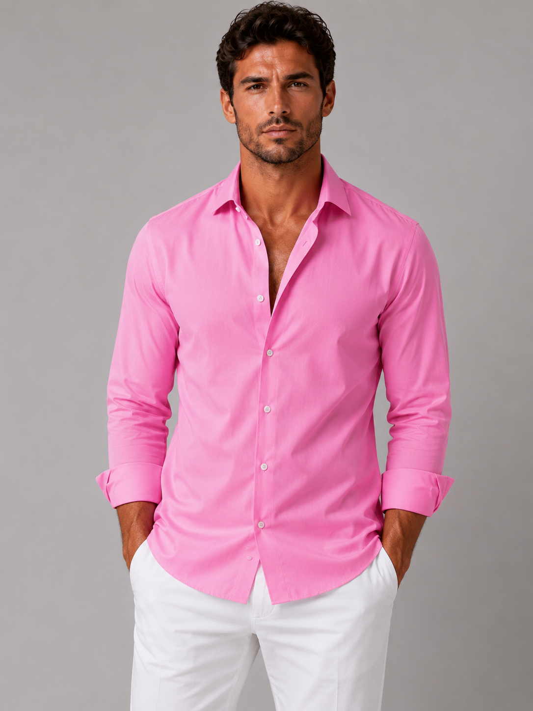 Isaac | Men's Slim Fit Stretch Dress Shirt, Formal Shirt