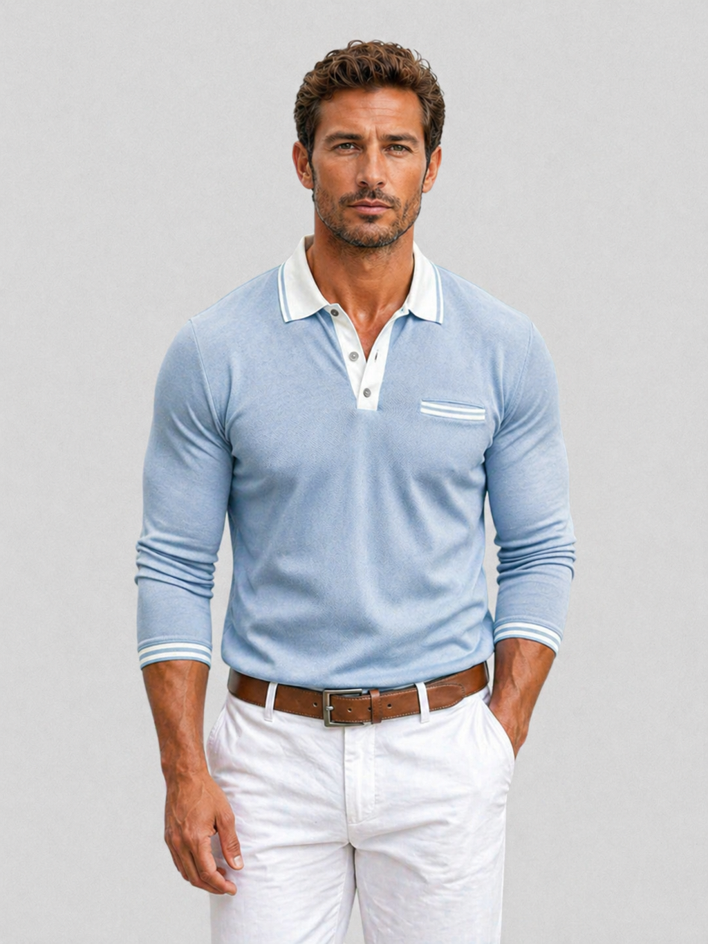 Abel | Men's Long Sleeve Polo Shirt, Smart Casual Knit