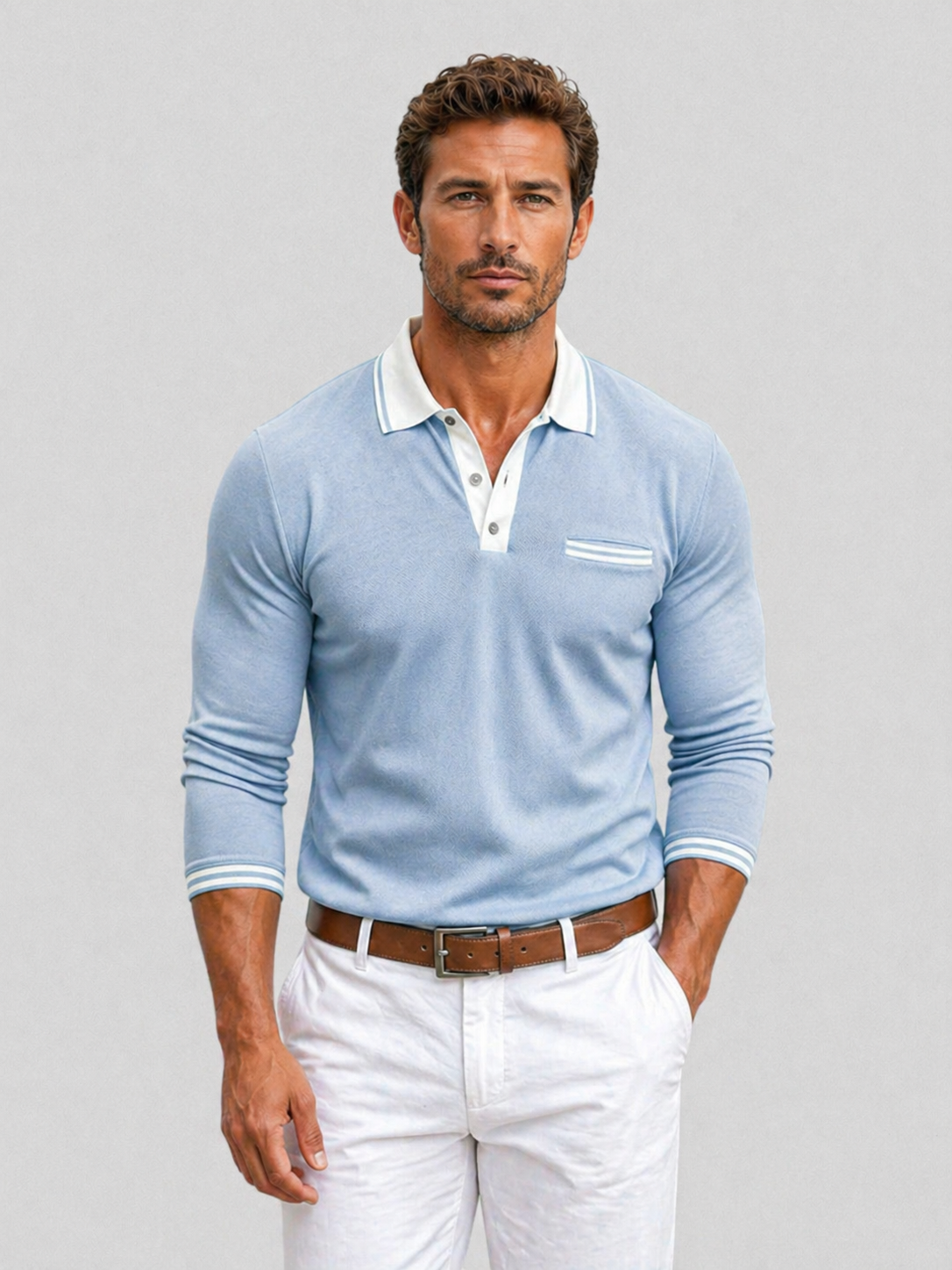 Abel | Men's Long Sleeve Polo Shirt, Smart Casual Knit