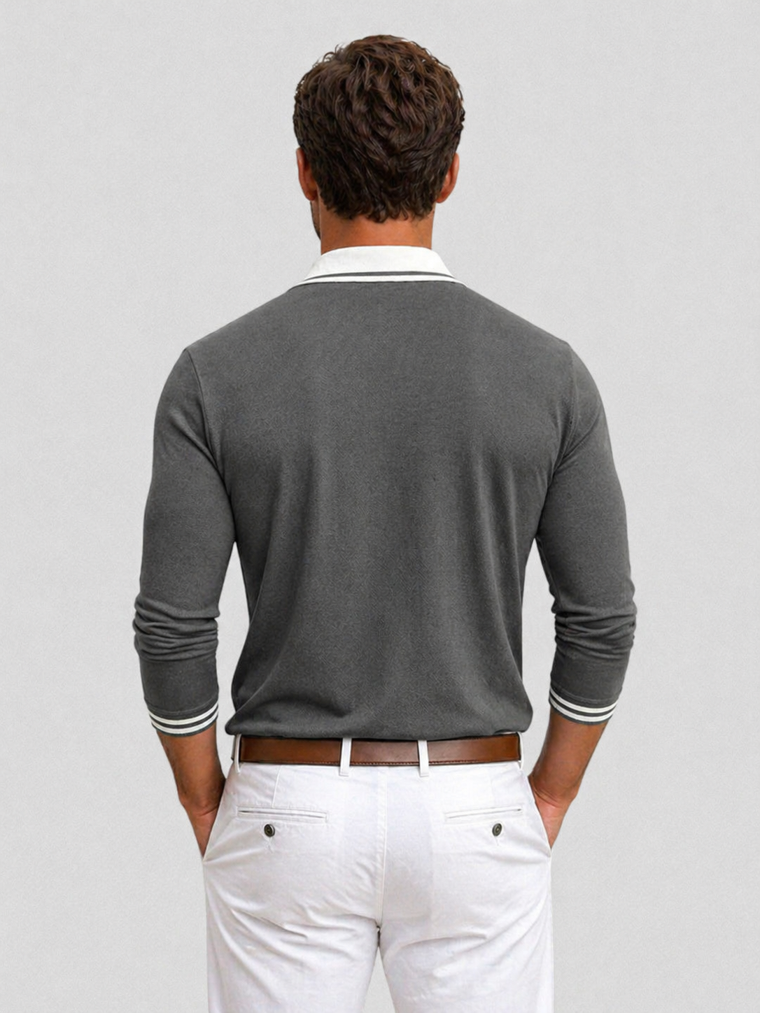 Abel | Men's Long Sleeve Polo Shirt, Smart Casual Knit