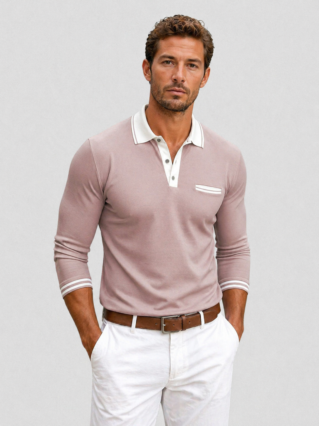 Abel | Men's Long Sleeve Polo Shirt, Smart Casual Knit