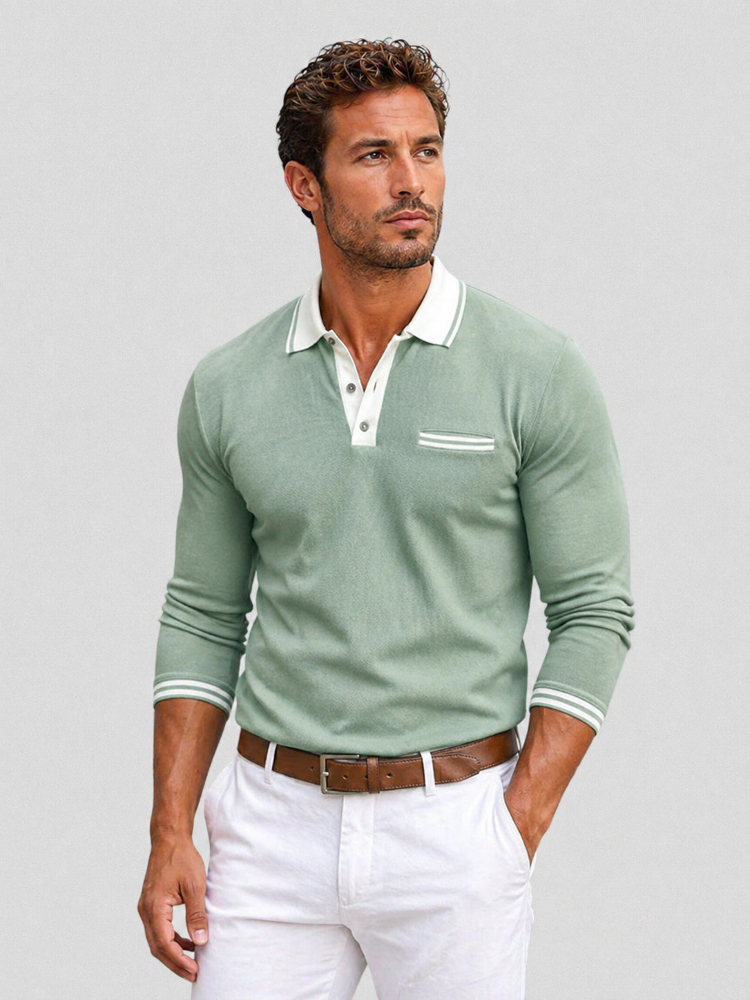 Abel | Men's Long Sleeve Polo Shirt, Smart Casual Knit