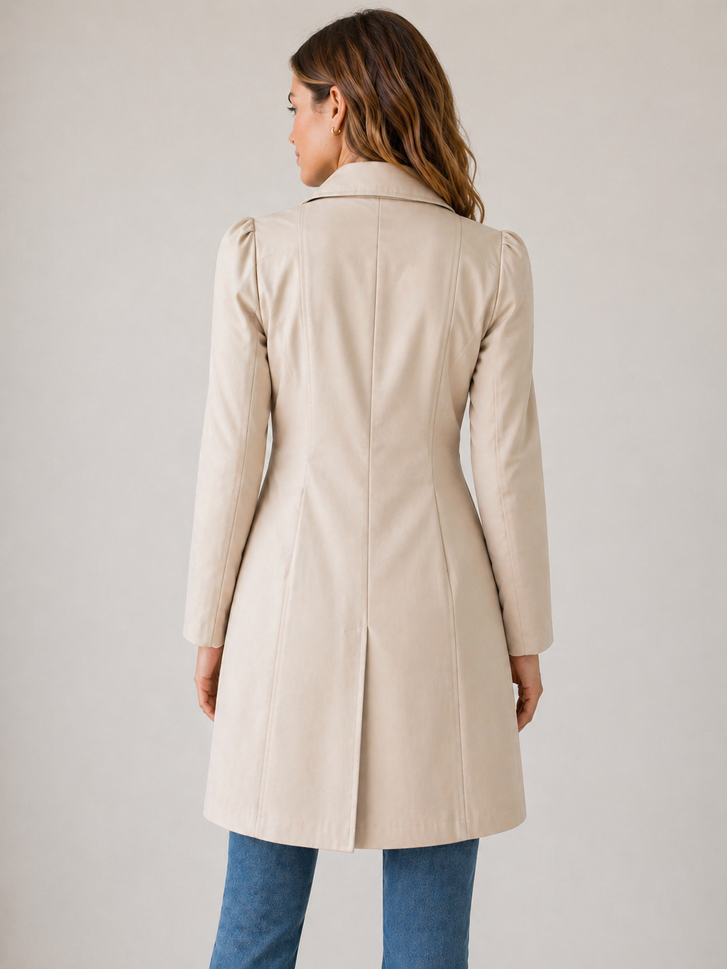 Rosalie | Women's Tailored Short Trench Coat, Buttoned Winter Coat