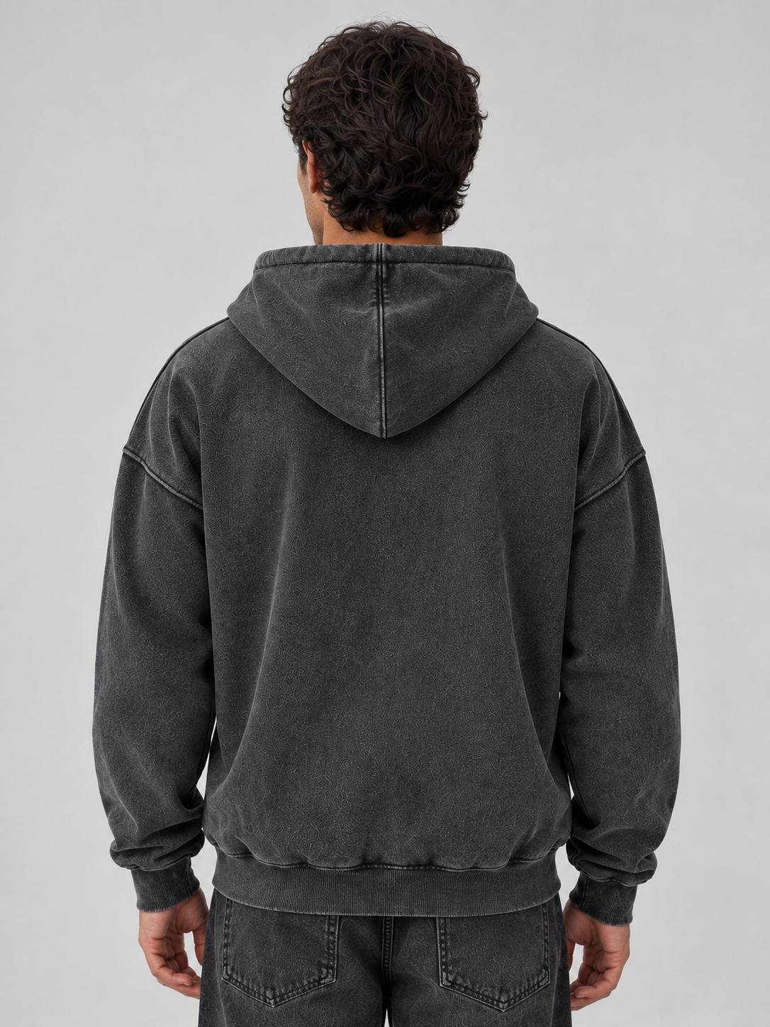 Silas | Men's Oversized Full Zip Hoodie Washed Hooded Jacket