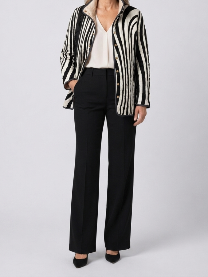 Soraya | Women's Quilted Jacket, Abstract Geometric Print Winter Jacket - Floral