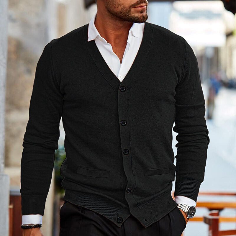 Stefan | Men's Knit Cardigan V Neck Layering Casual Smart
