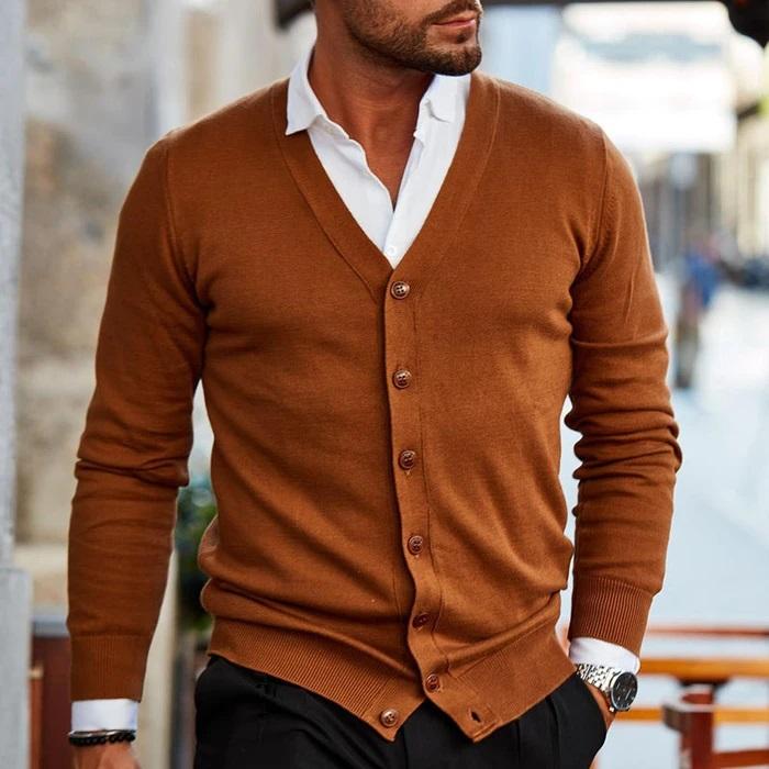 Stefan | Men's Knit Cardigan V Neck Layering Casual Smart