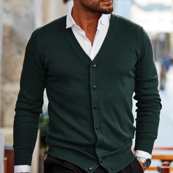 Stefan | Men's Knit Cardigan V Neck Layering Casual Smart