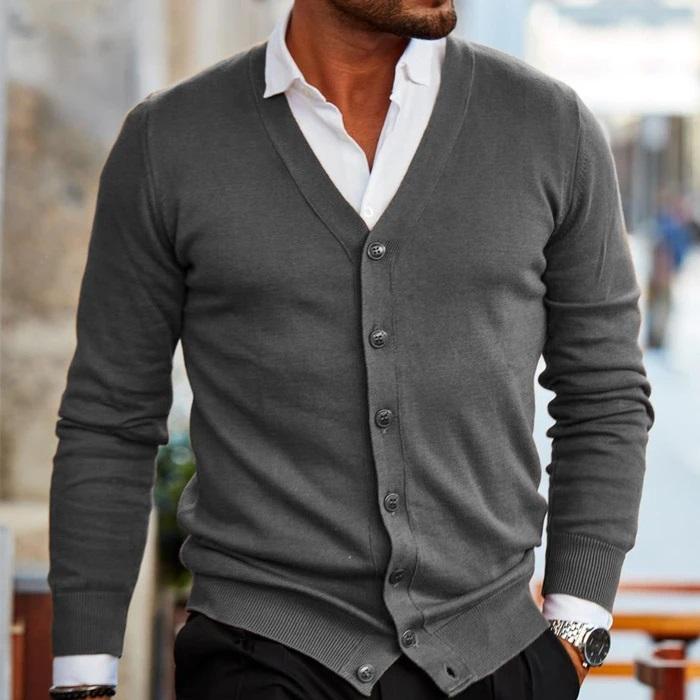 Stefan | Men's Knit Cardigan V Neck Layering Casual Smart