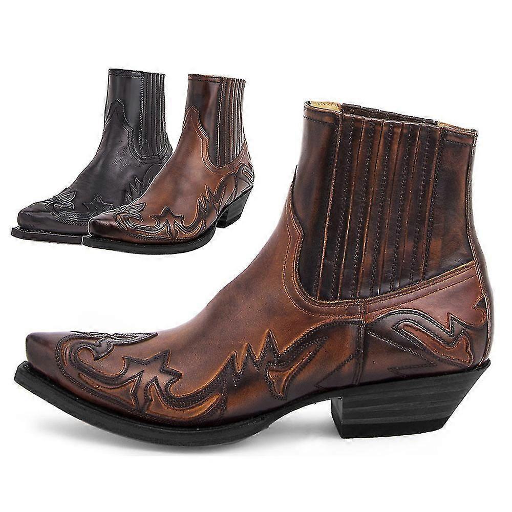 Sven | Men's Leather Cowboy Boots Western Embroidered Casual