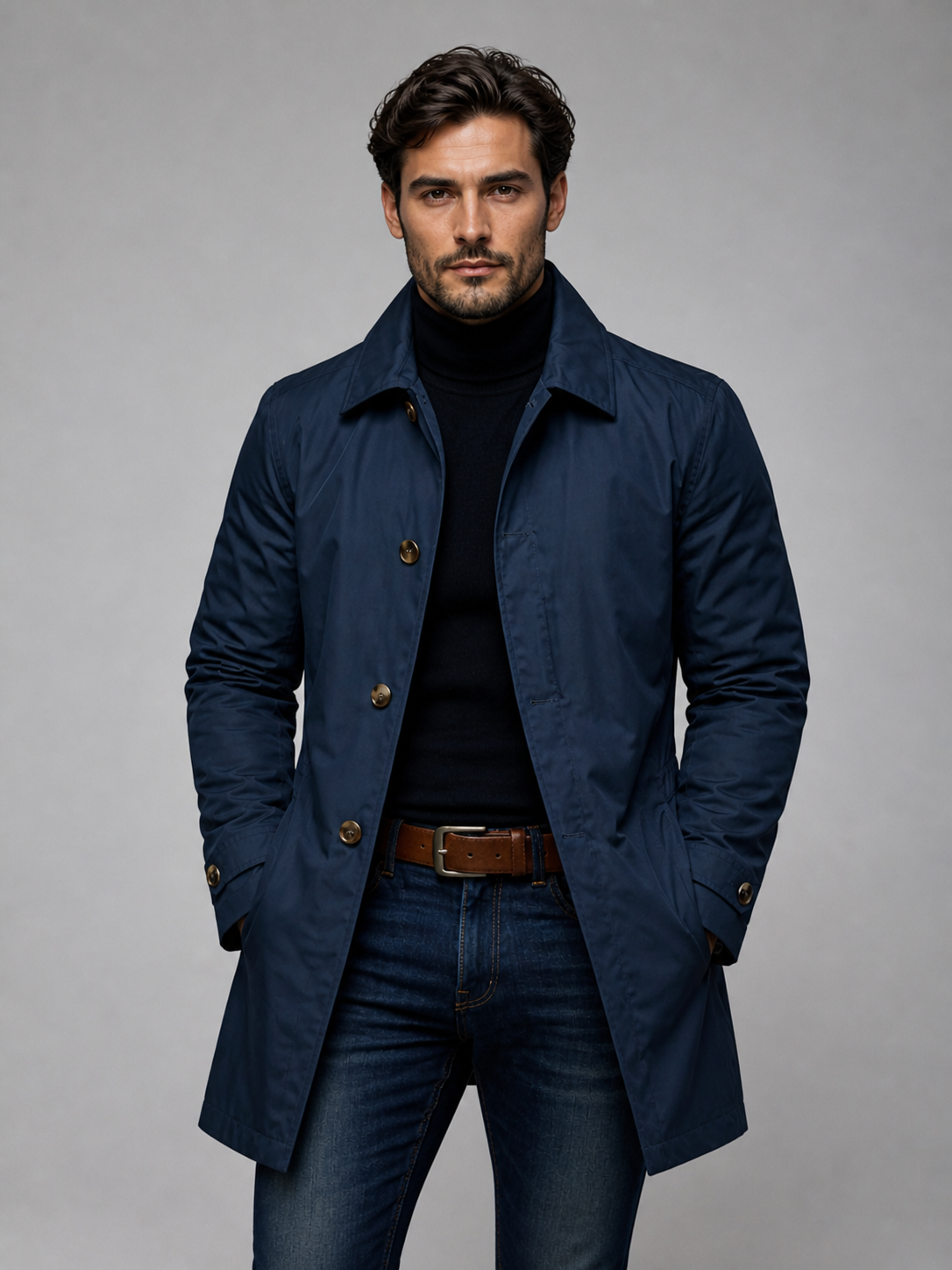 Axel | Men's Tailored Classic Coat, Smart Winter Coat - Grey