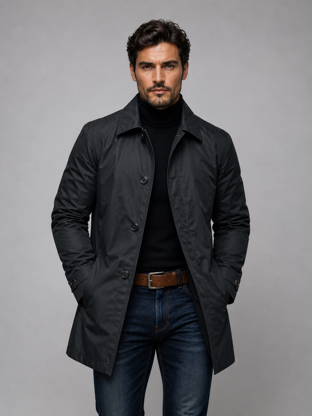 Axel | Men's Tailored Classic Coat, Smart Winter Coat - Grey