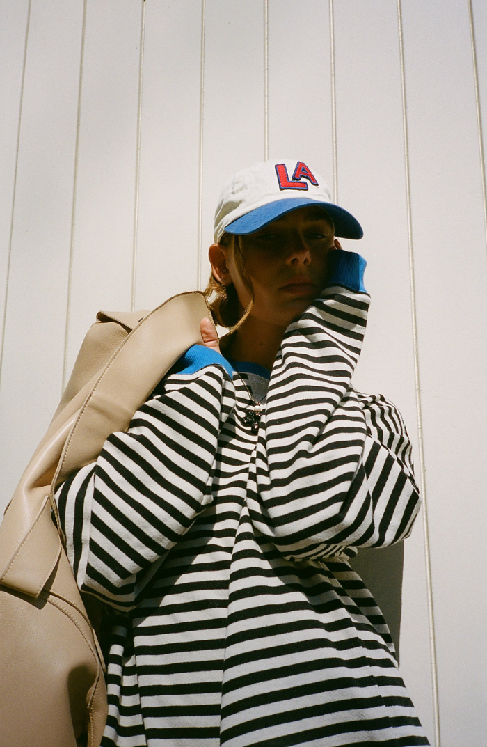 Talia | Women's Oversized Striped Sweatshirt Contrast Trim Drop Shoulder Casual Autumn Winter