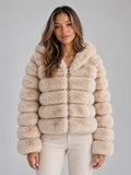 Tilda | Women's Faux Fur Hooded Jacket Cropped Plush Winter Coat