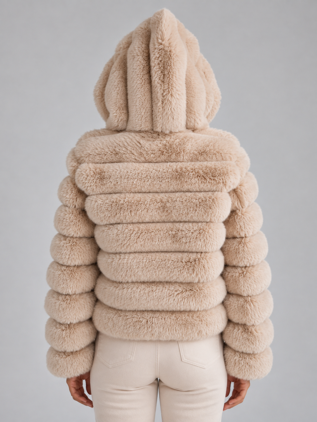 Tilda | Women's Faux Fur Hooded Jacket Cropped Plush Winter Coat