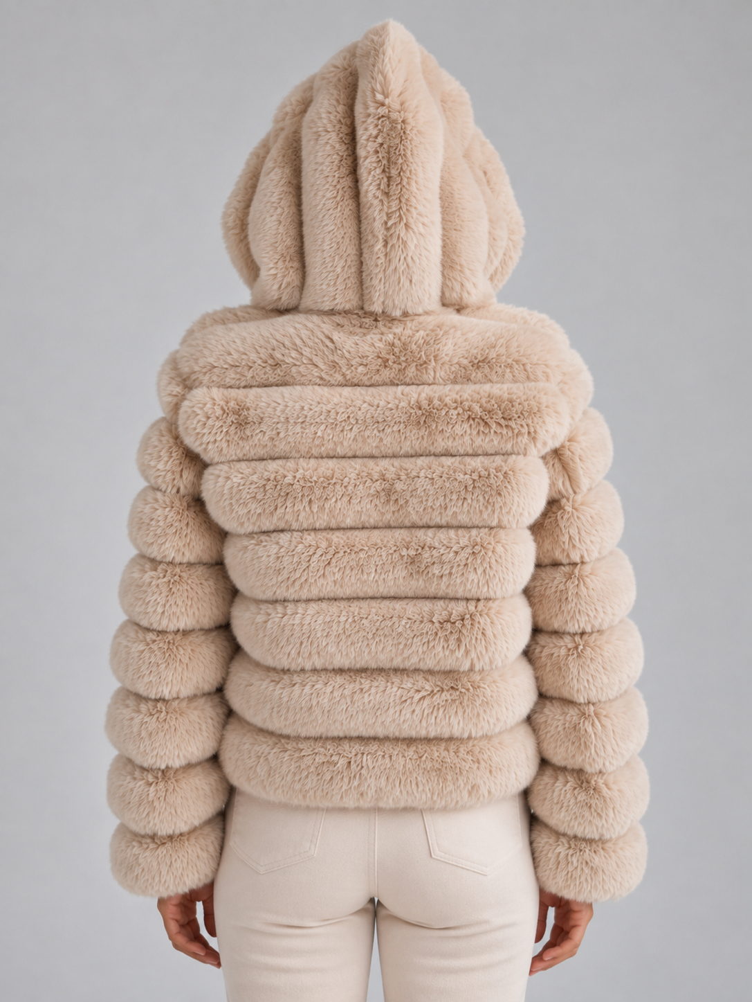 Tilda | Women's Faux Fur Hooded Jacket Cropped Plush Winter Coat