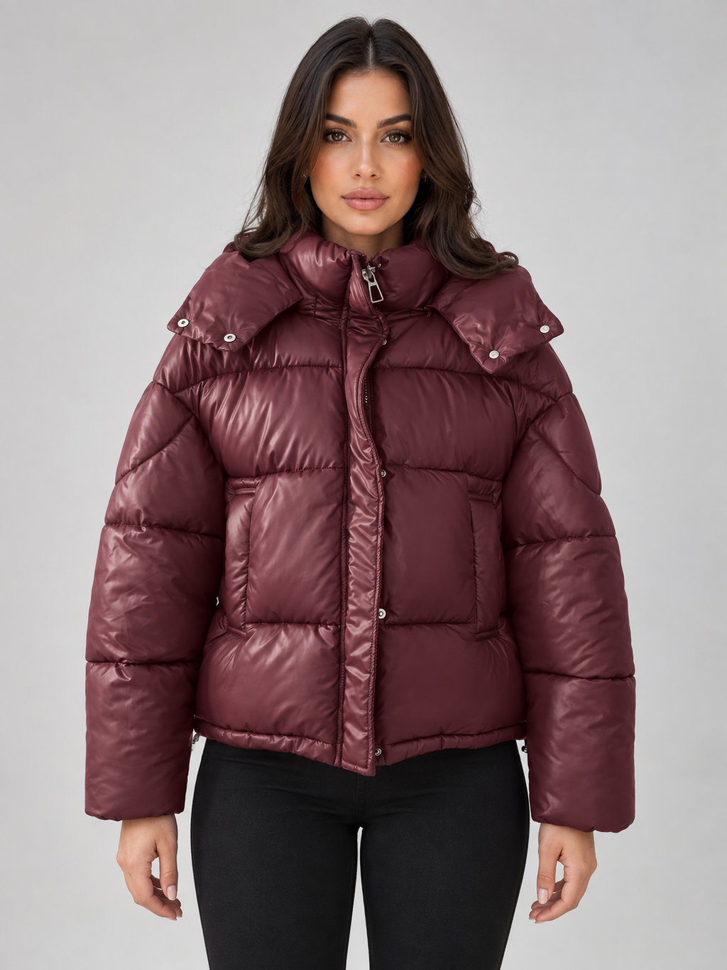 Una | Women's Hooded Puffer Jacket Full Zip Padded Winter Coat