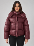 Una | Women's Hooded Puffer Jacket Full Zip Padded Winter Coat