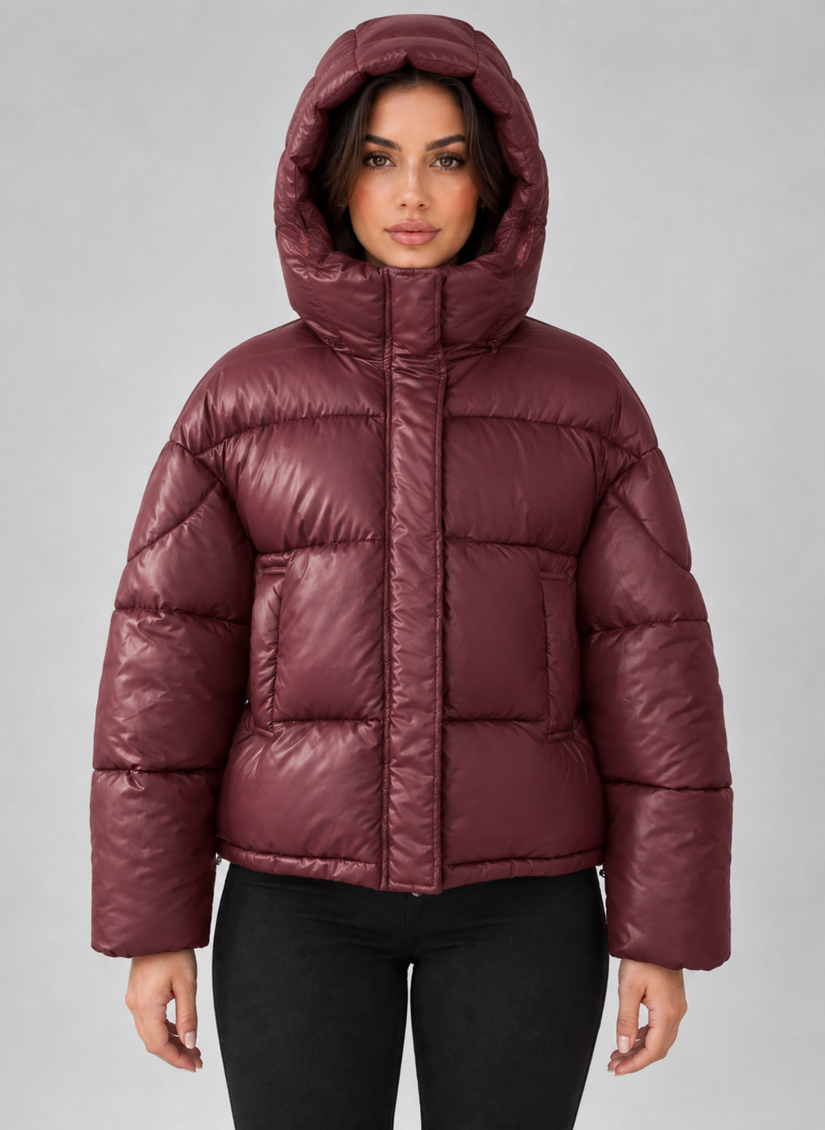 Una | Women's Hooded Puffer Jacket Full Zip Padded Winter Coat