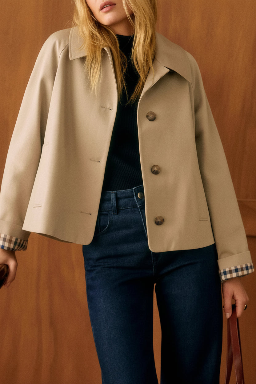 Vera | Women's Plaid Trench Coat Turn Down Collar Oversized Autumn Winter