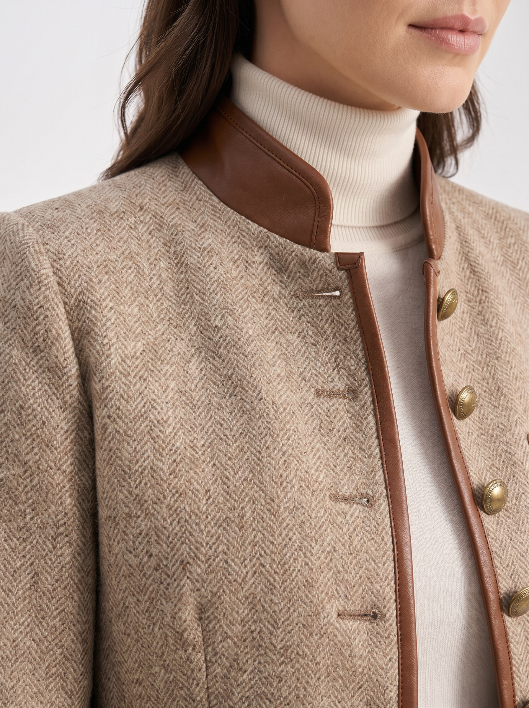 Fenna | Women's Buttoned Jacket, Smart Luxury Winter Jacket - Brown