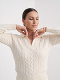 Gwenn | Women's Cable Knit Sweater, Premium Winter Knit - White