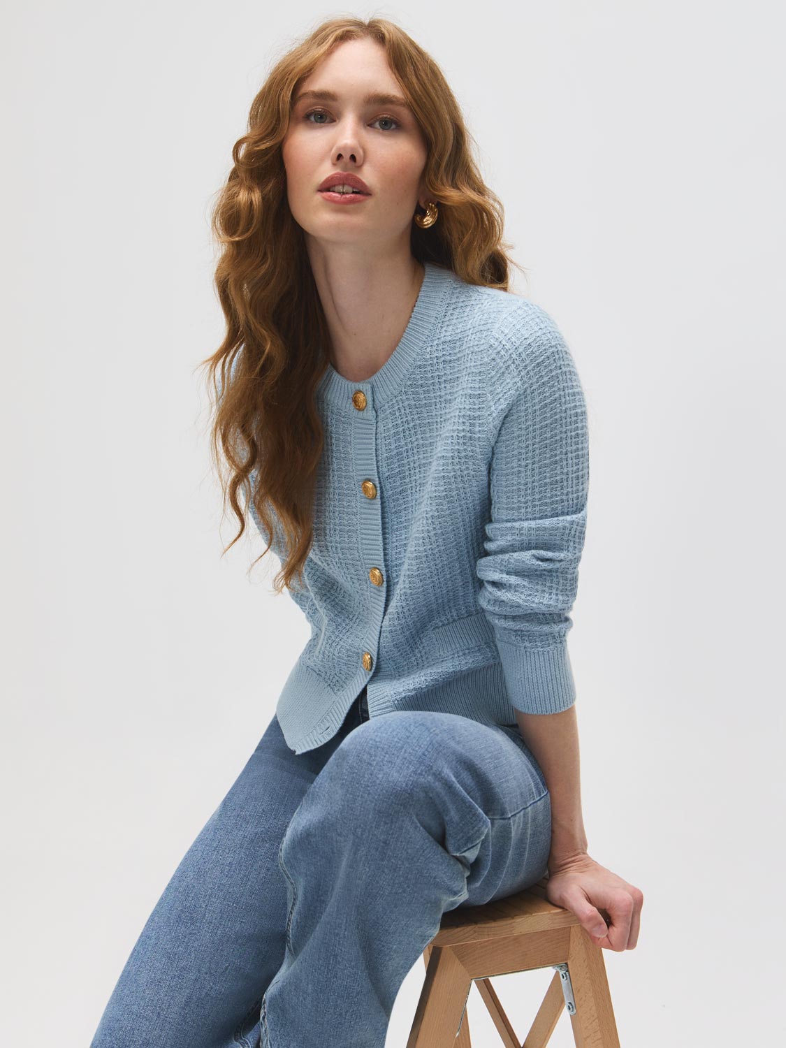 Odette | Women's Cardigan, Cotton Blend Button-Front Winter Cardigan
