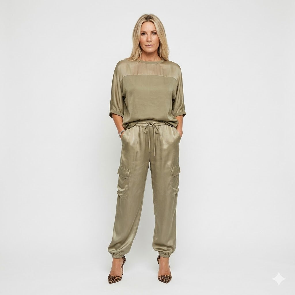 Vivienne | Women's Satin Lounge Set, Elegant Two-Piece Co-Ord