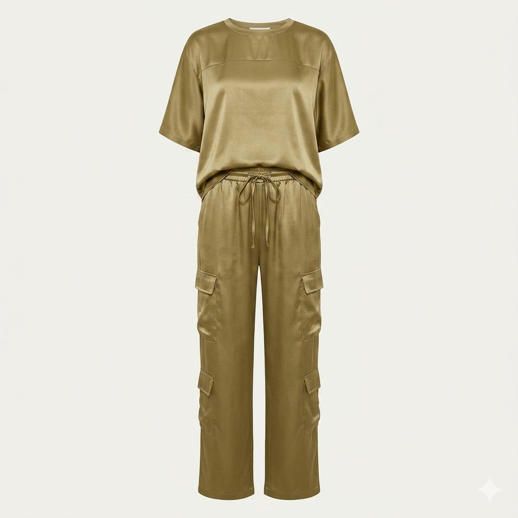 Vivienne | Women's Satin Lounge Set, Elegant Two-Piece Co-Ord