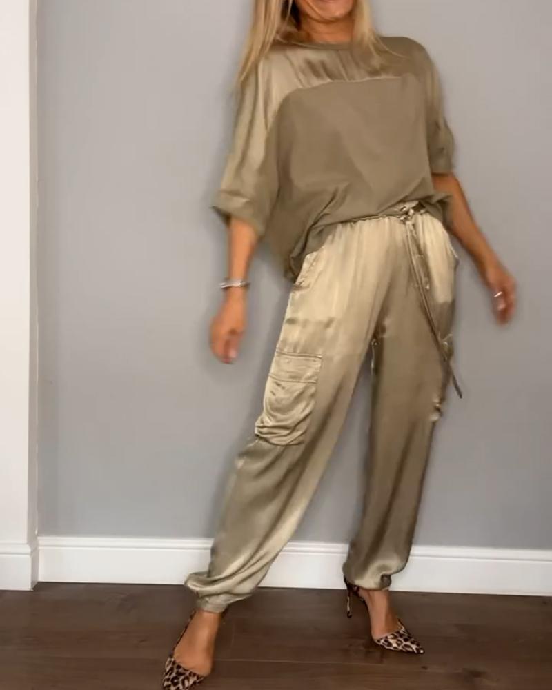 Vivienne | Women's Satin Lounge Set, Elegant Two-Piece Co-Ord