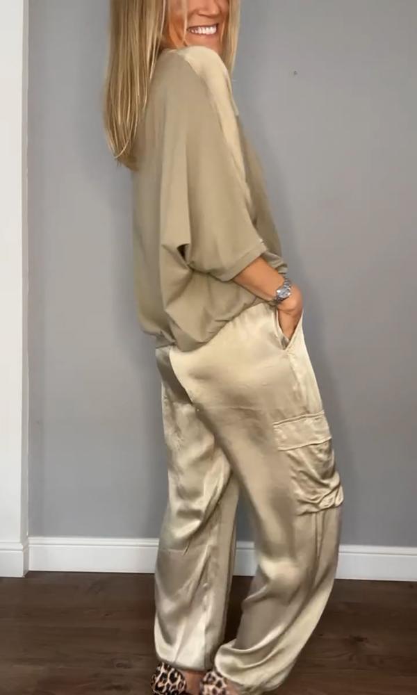 Vivienne | Women's Satin Lounge Set, Elegant Two-Piece Co-Ord