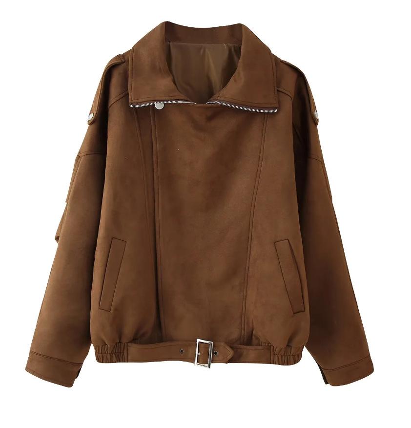 Fabienne | Women's Suede Belted Jacket, Oversized Winter Jacket