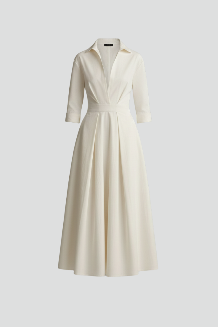 Sarah | Women's Button-Front Collared Midi Dress, Long Dress