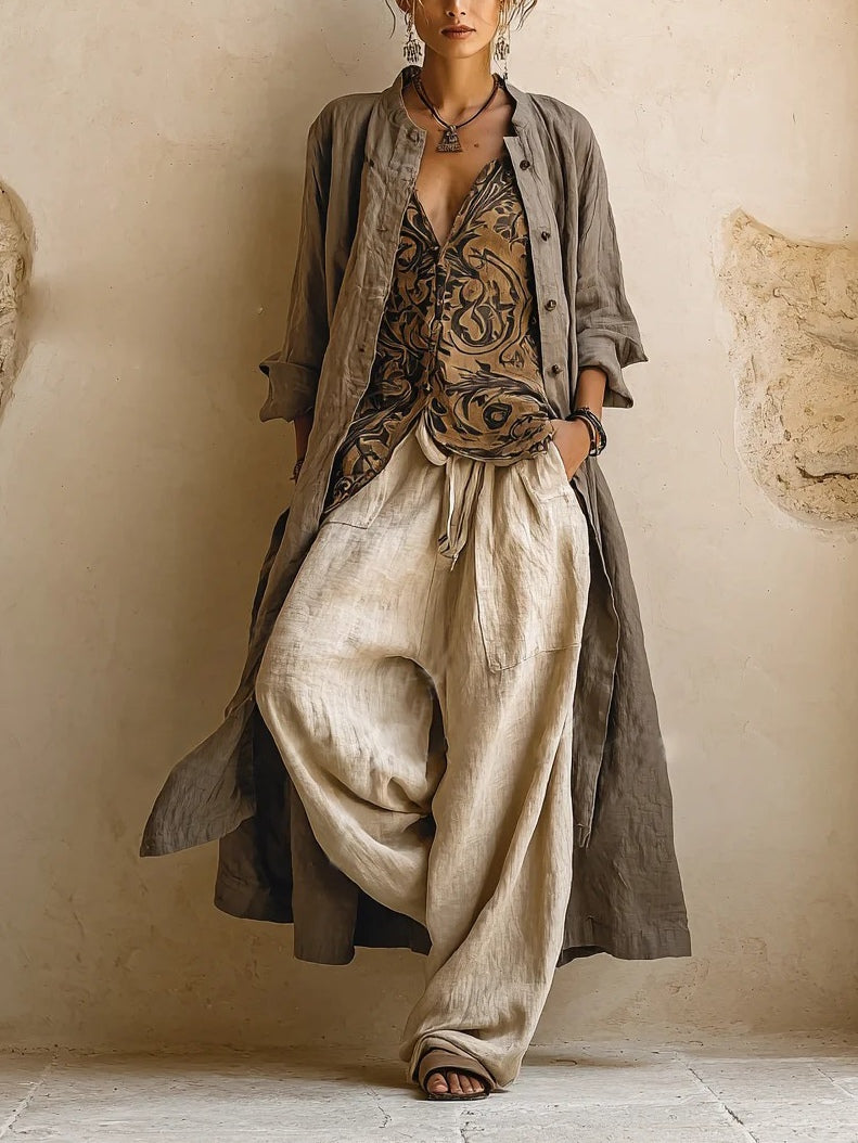 Colombe | Women's Cotton Linen 3-Piece Set, Relaxed Co-Ord